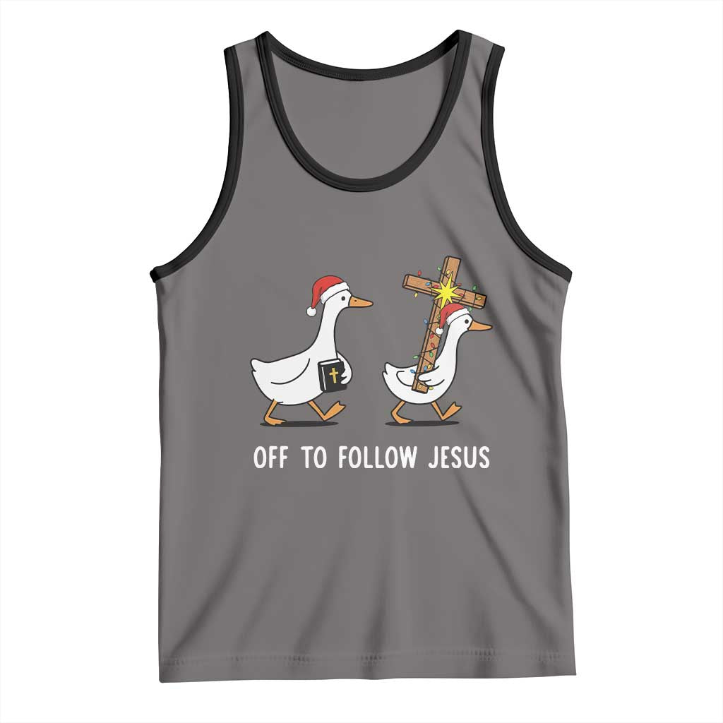 Funny Christmas Christian Goose Tank Top Off To Follow Jesus - Wonder Print Shop
