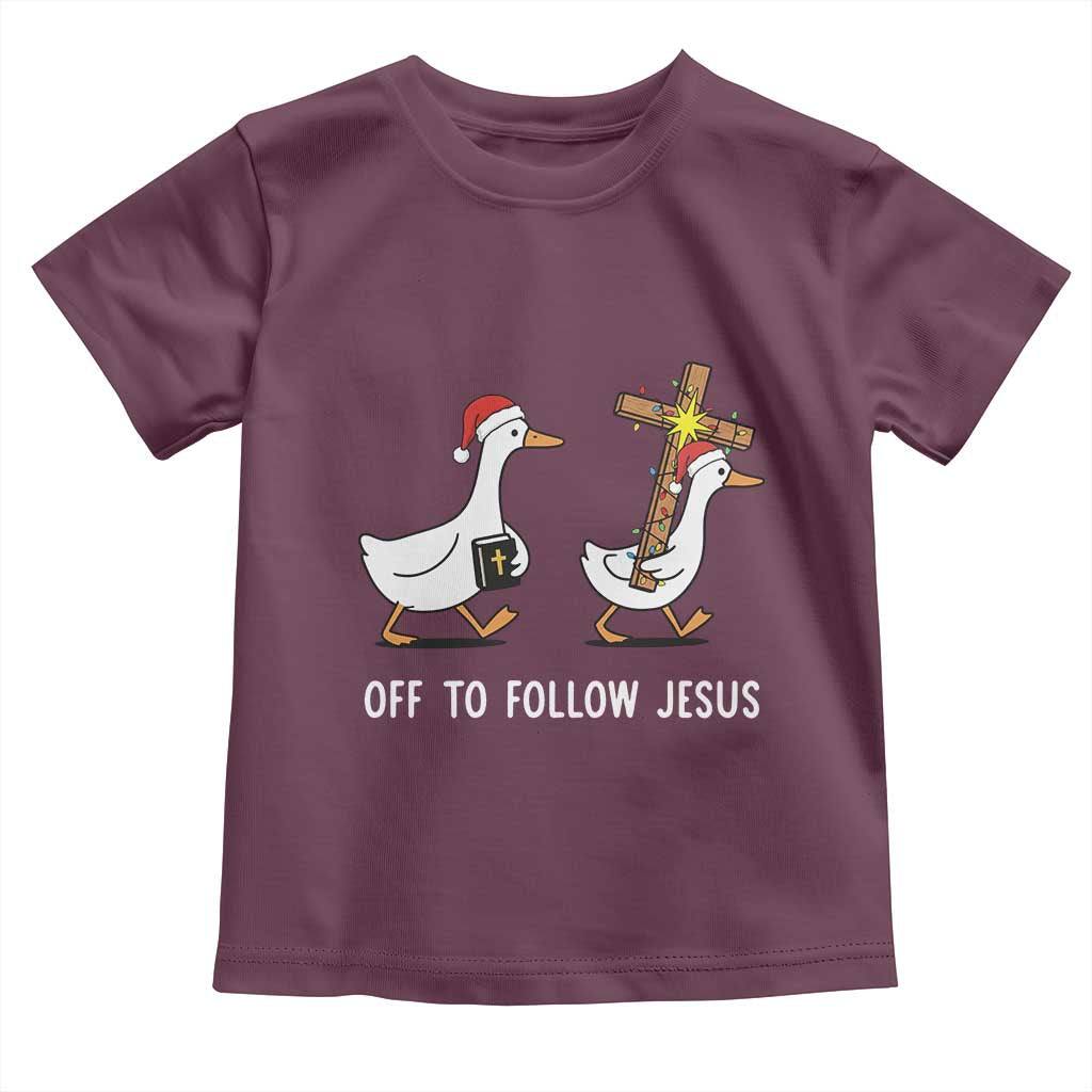 Funny Christmas Christian Goose Toddler T Shirt Off To Follow Jesus - Wonder Print Shop