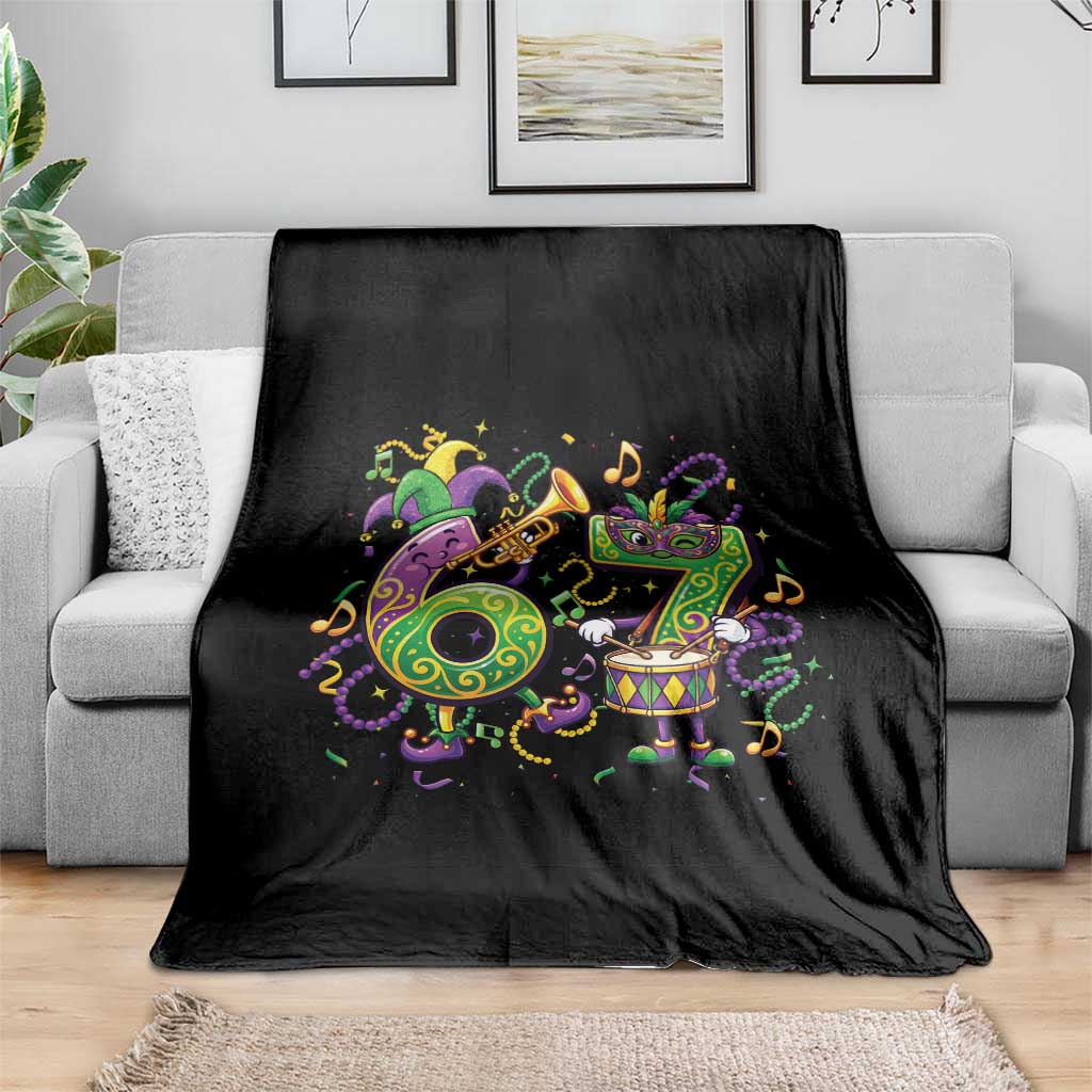 67 Mardi Gras Meme Throw Blanket Funny Six Seven Carnival Party