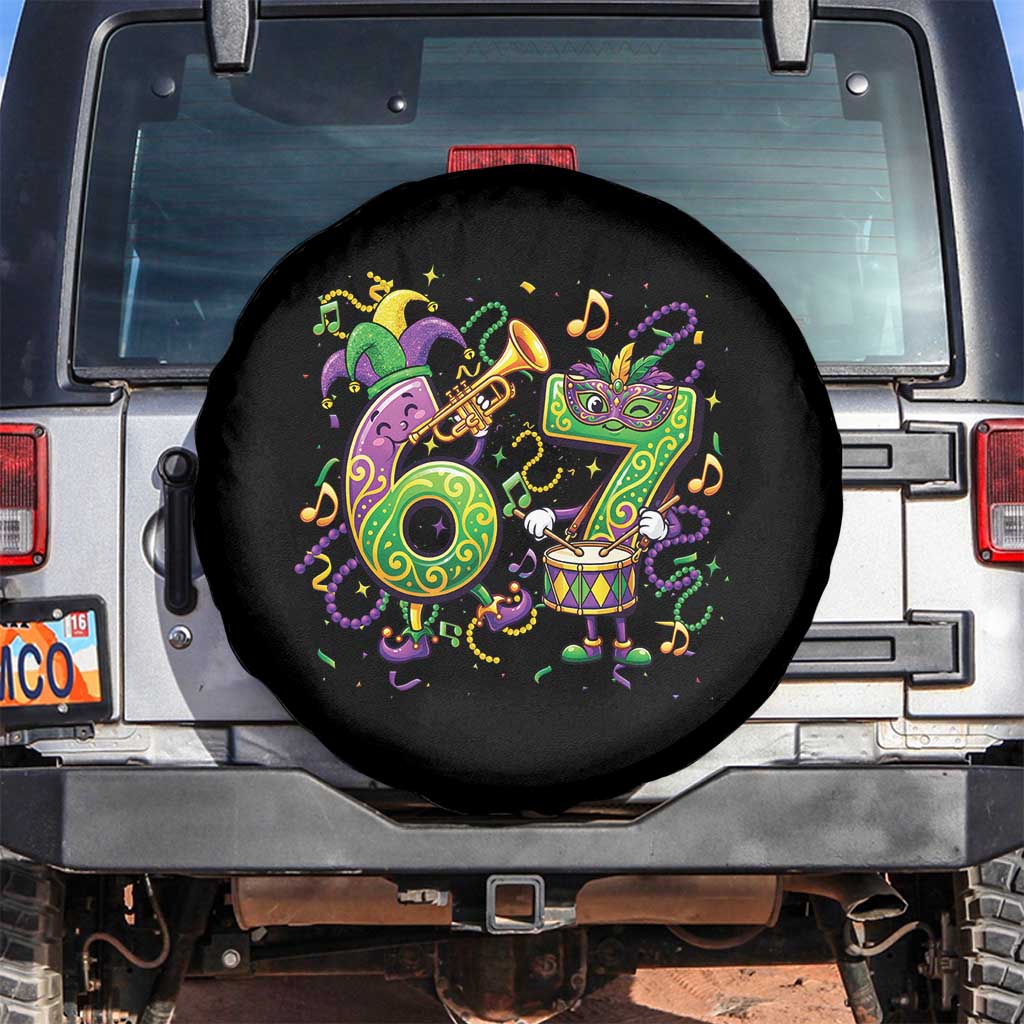67 Mardi Gras Meme Spare Tire Cover Funny Six Seven Carnival Party