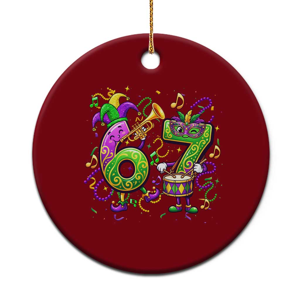 67 Mardi Gras Meme Ceramic Ornament Funny Six Seven Carnival Party