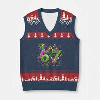 67 Mardi Gras Meme V-Neck Knit Sweater Vest Funny Six Seven Carnival Party