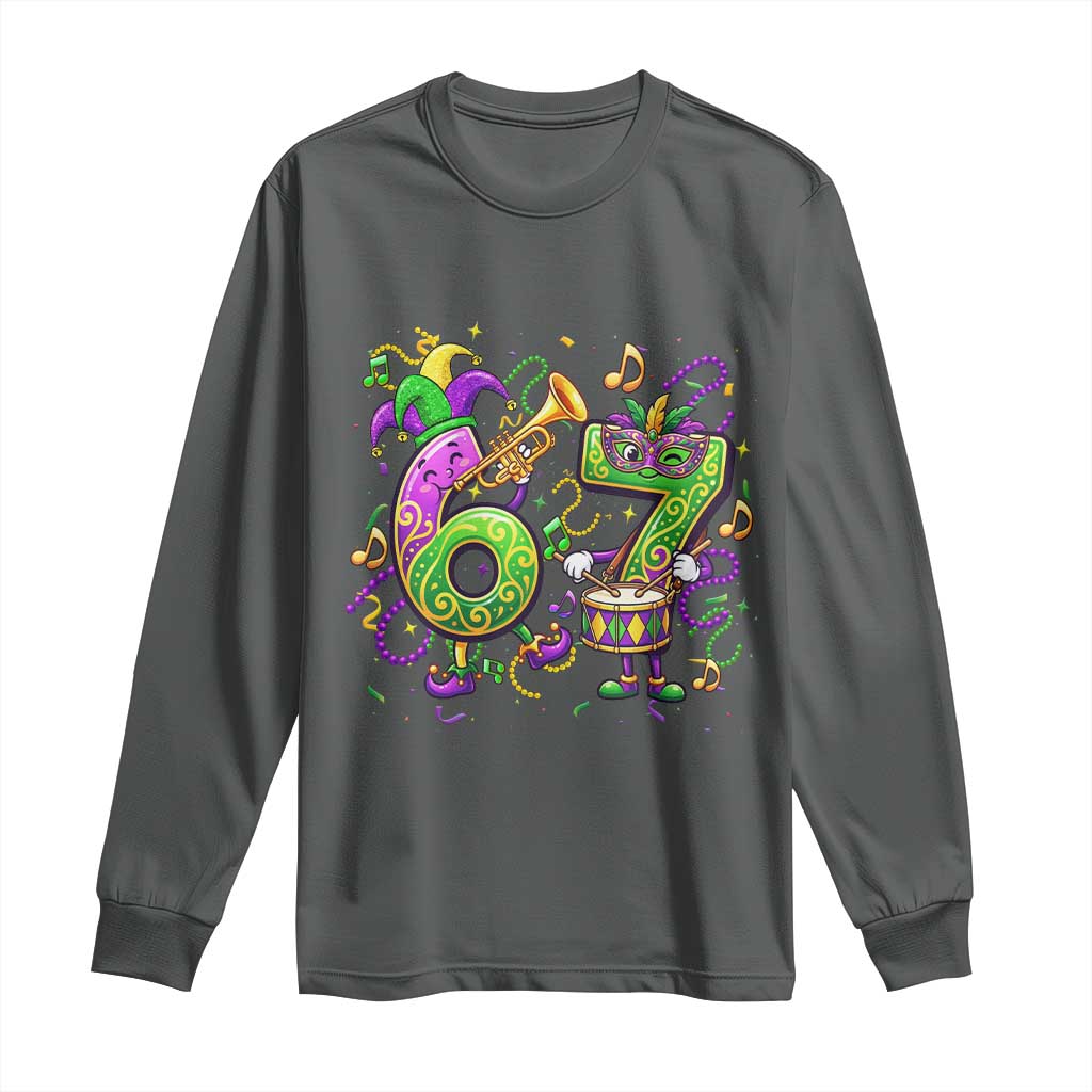 67 Mardi Gras Meme Long Sleeve Shirt Funny Six Seven Carnival Party