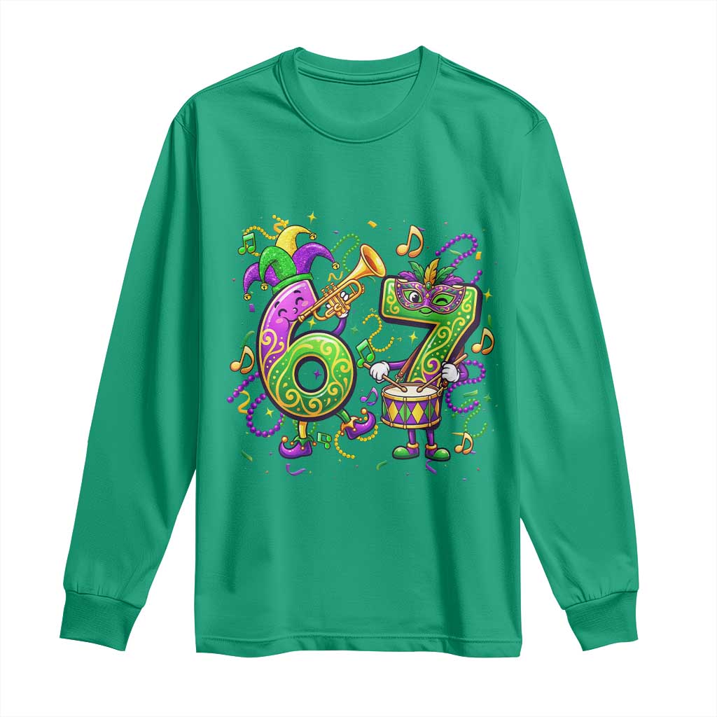 67 Mardi Gras Meme Long Sleeve Shirt Funny Six Seven Carnival Party