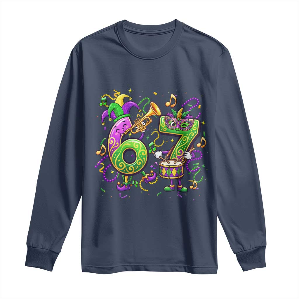 67 Mardi Gras Meme Long Sleeve Shirt Funny Six Seven Carnival Party