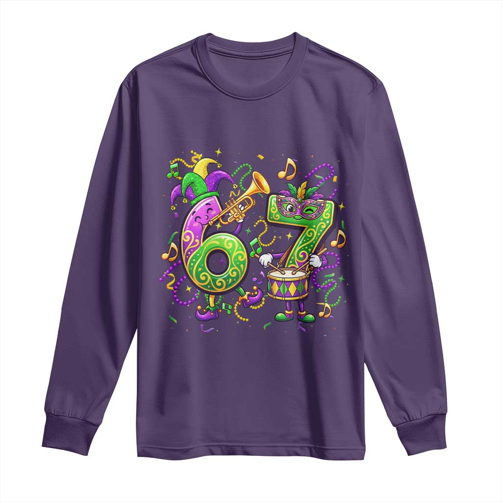 67 Mardi Gras Meme Long Sleeve Shirt Funny Six Seven Carnival Party