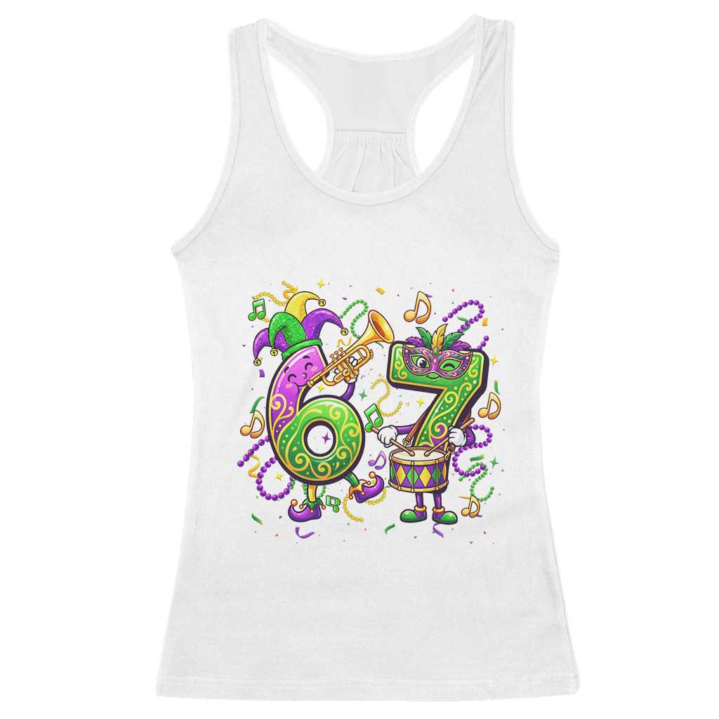 67 Mardi Gras Meme Racerback Tank Top Funny Six Seven Carnival Party