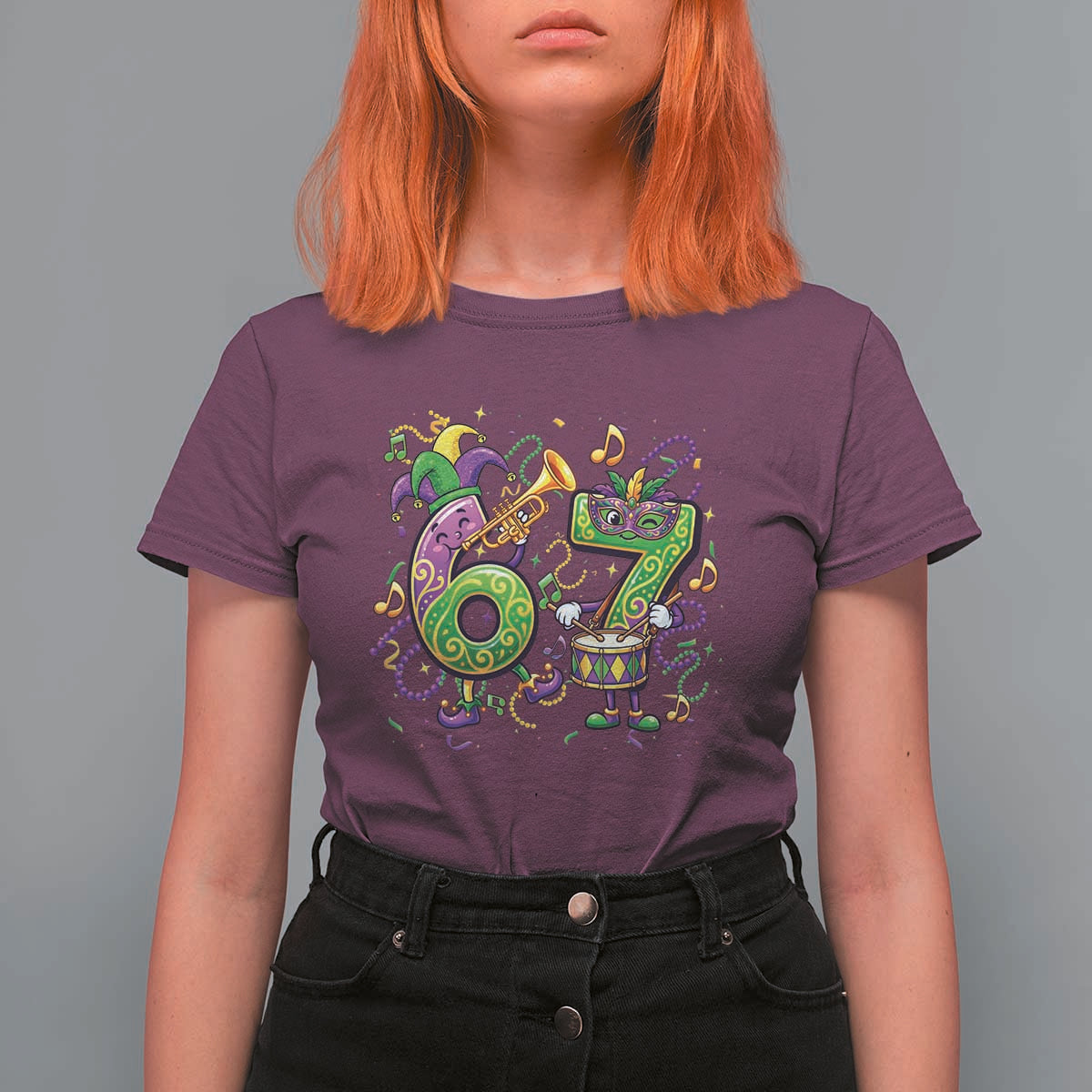67 Mardi Gras Meme T Shirt For Women Funny Six Seven Carnival Party