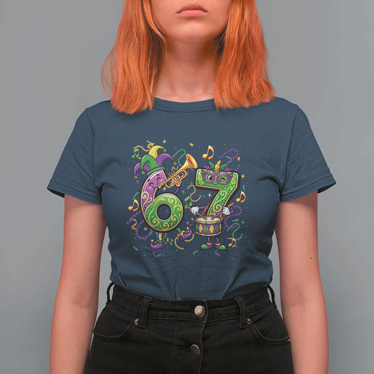 67 Mardi Gras Meme T Shirt For Women Funny Six Seven Carnival Party