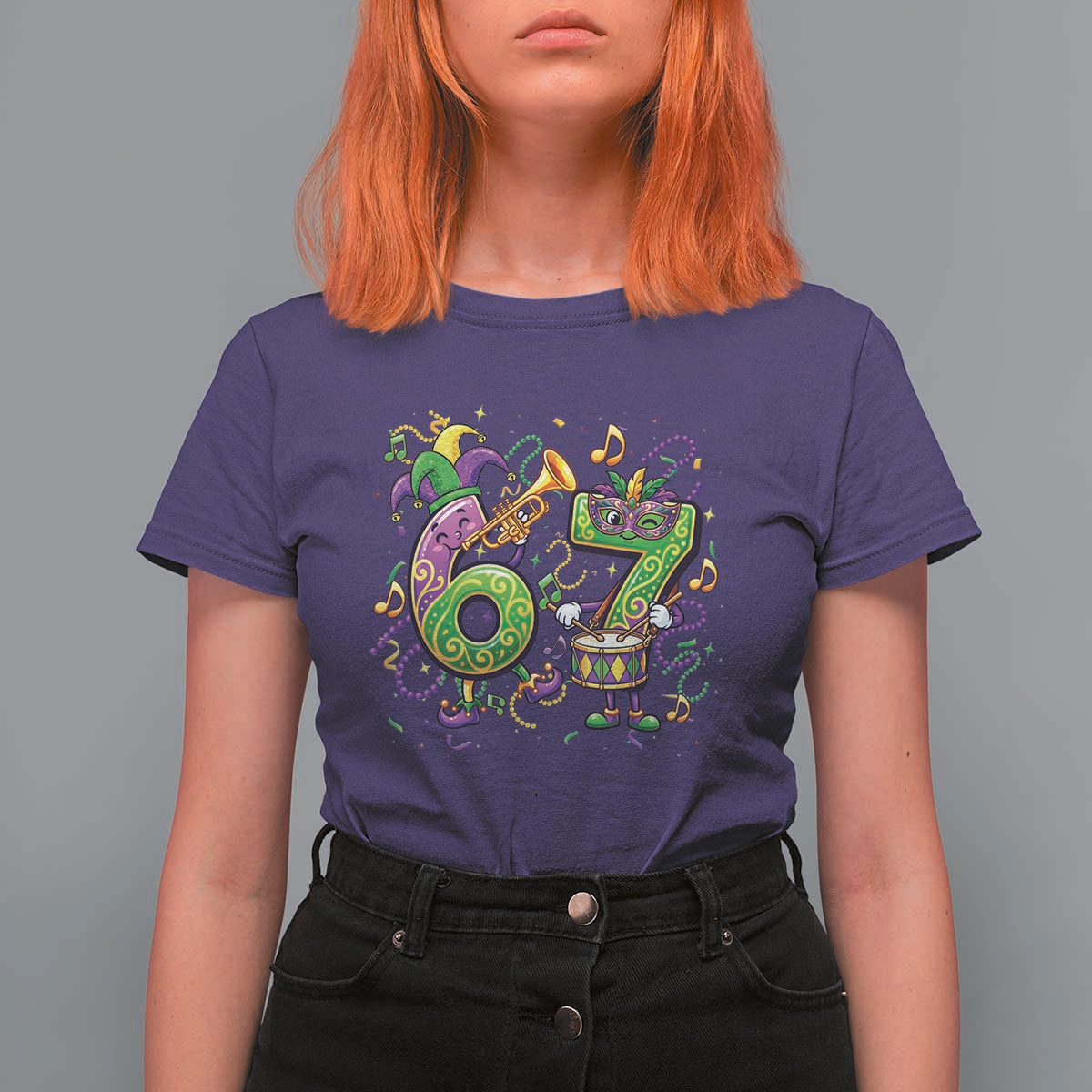 67 Mardi Gras Meme T Shirt For Women Funny Six Seven Carnival Party