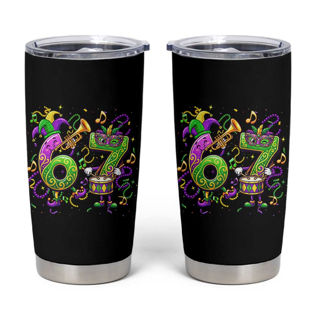 67 Mardi Gras Meme Tumbler Cup Funny Six Seven Carnival Party