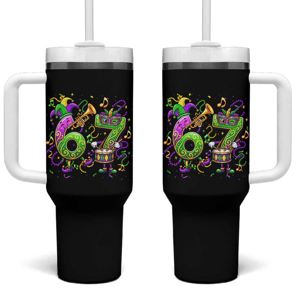 67 Mardi Gras Meme Tumbler With Handle Funny Six Seven Carnival Party