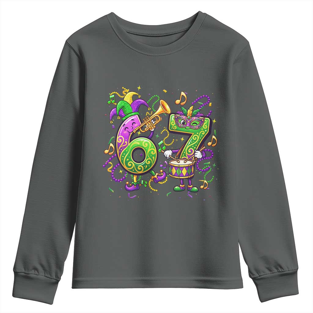 67 Mardi Gras Meme Youth Sweatshirt Funny Six Seven Carnival Party