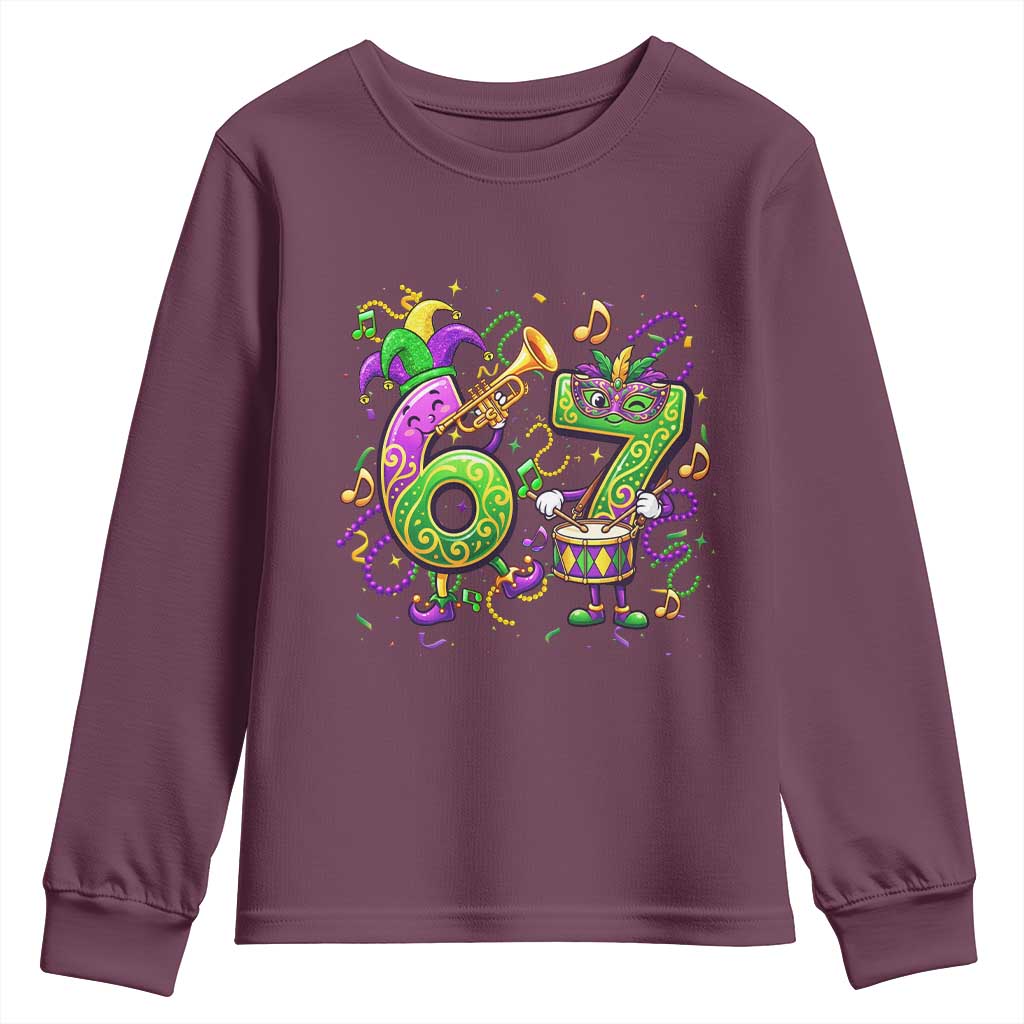 67 Mardi Gras Meme Youth Sweatshirt Funny Six Seven Carnival Party