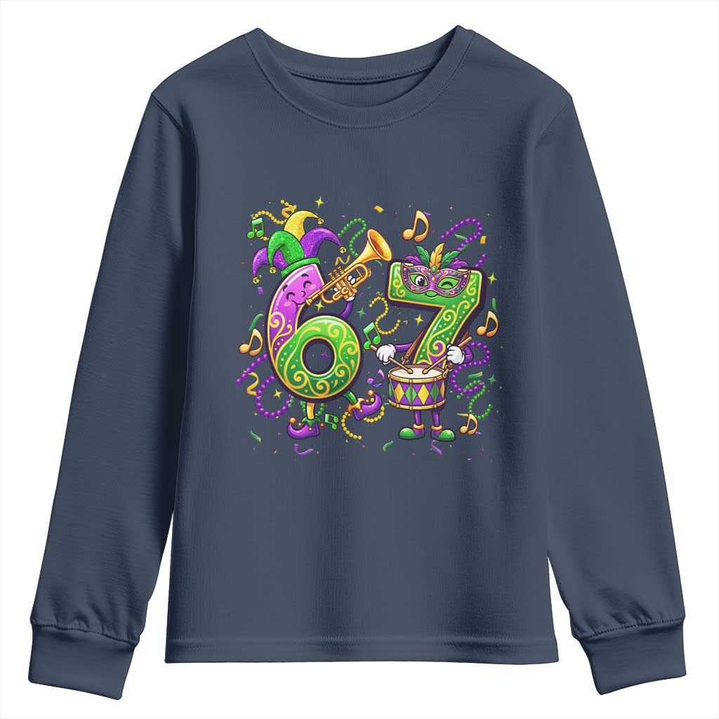 67 Mardi Gras Meme Youth Sweatshirt Funny Six Seven Carnival Party