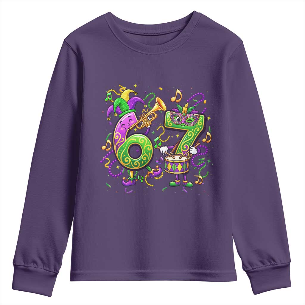 67 Mardi Gras Meme Youth Sweatshirt Funny Six Seven Carnival Party