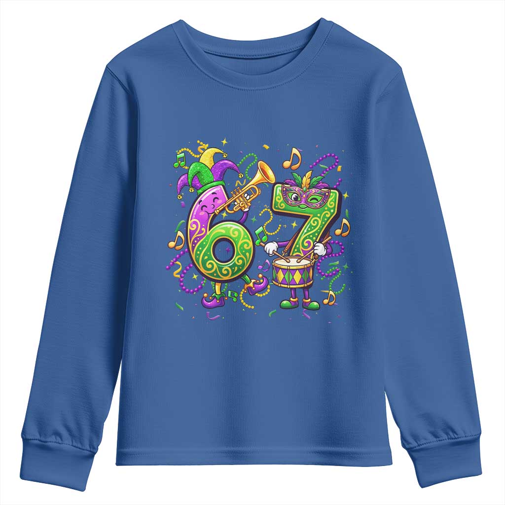 67 Mardi Gras Meme Youth Sweatshirt Funny Six Seven Carnival Party