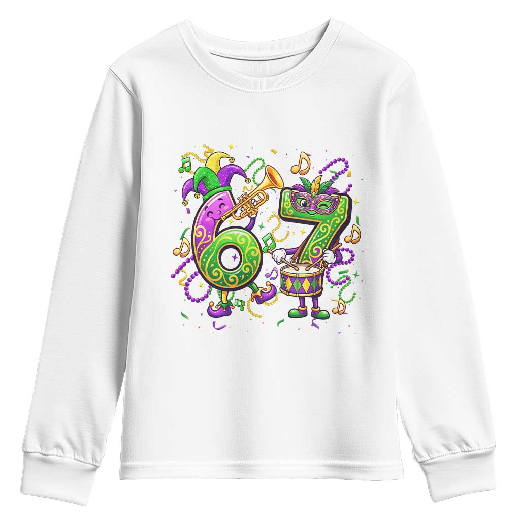 67 Mardi Gras Meme Youth Sweatshirt Funny Six Seven Carnival Party