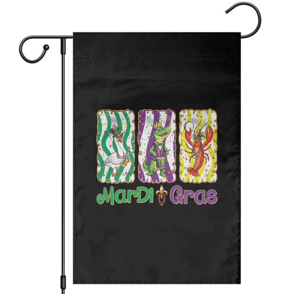 Funny Mardi Gras Animal Garden Flag Alligator Crawfish Goose New Orleans Louisiana