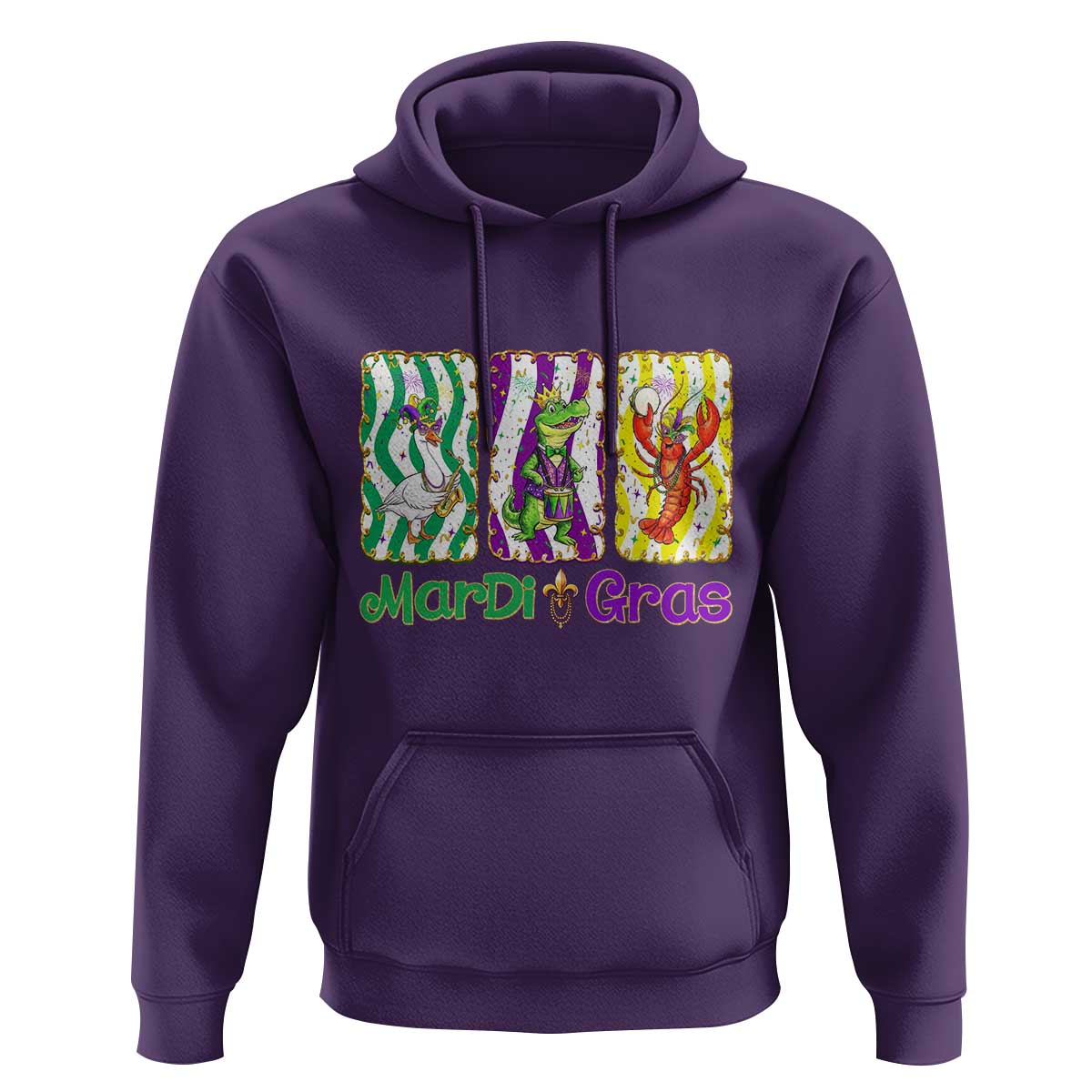 Funny Mardi Gras Animal Hoodie Alligator Crawfish Goose New Orleans Louisiana