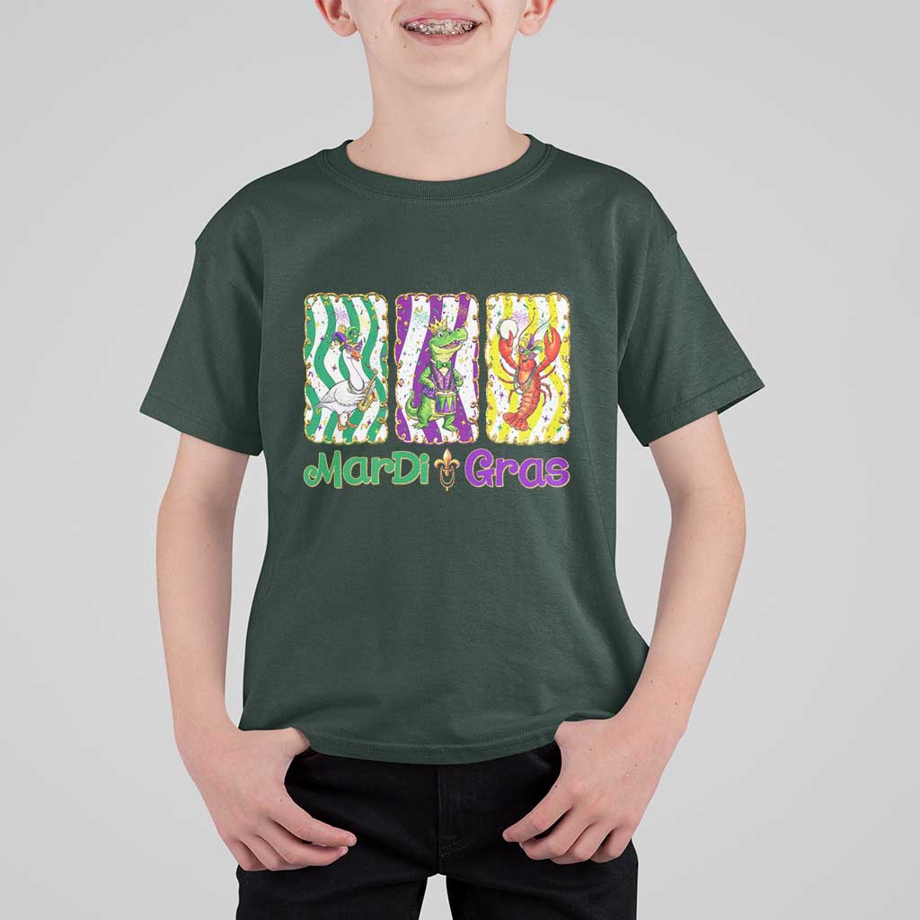 Funny Mardi Gras Animal T Shirt For Kid Alligator Crawfish Goose New Orleans Louisiana
