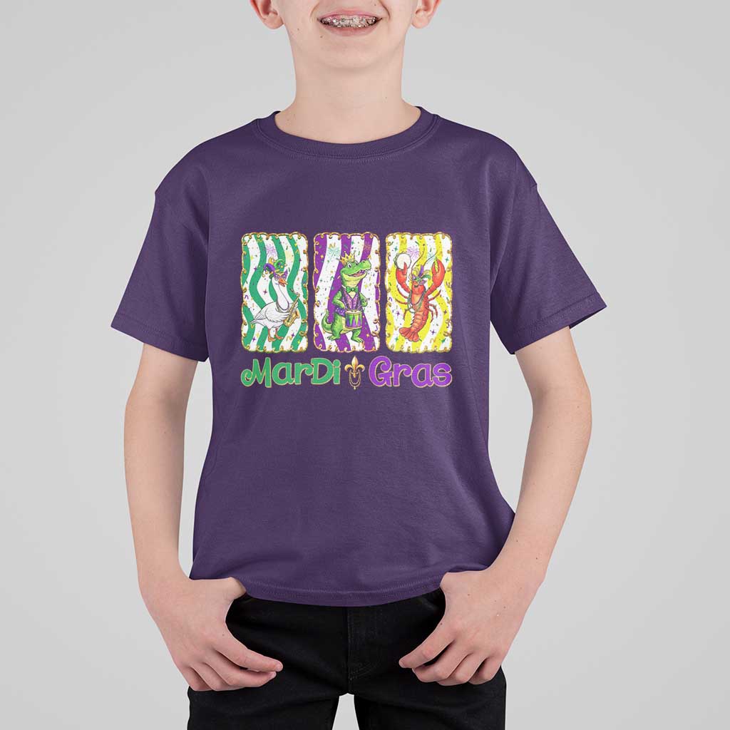 Funny Mardi Gras Animal T Shirt For Kid Alligator Crawfish Goose New Orleans Louisiana