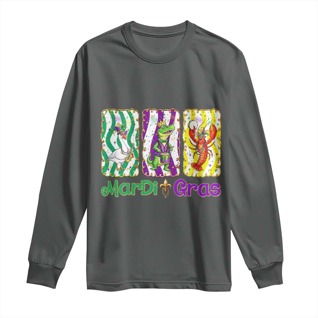 Funny Mardi Gras Animal Long Sleeve Shirt Alligator Crawfish Goose New Orleans Louisiana