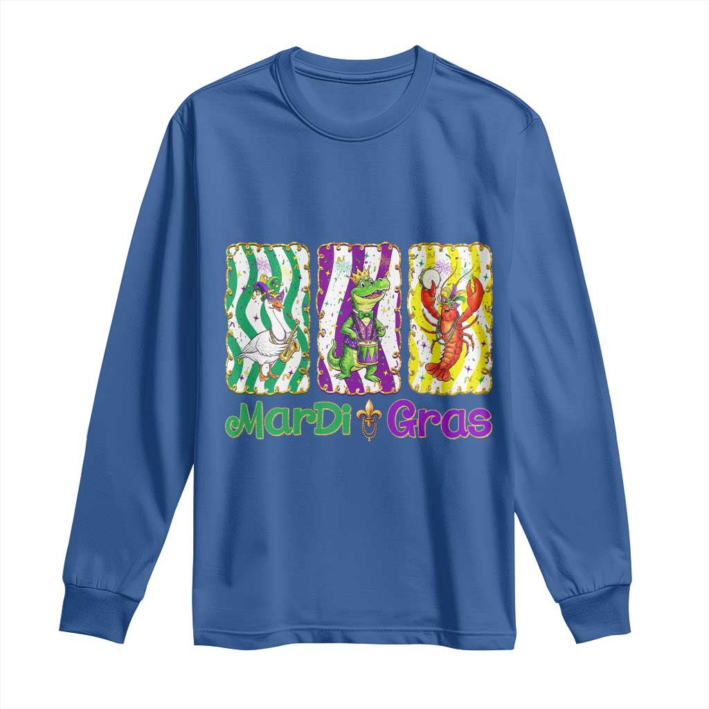 Funny Mardi Gras Animal Long Sleeve Shirt Alligator Crawfish Goose New Orleans Louisiana