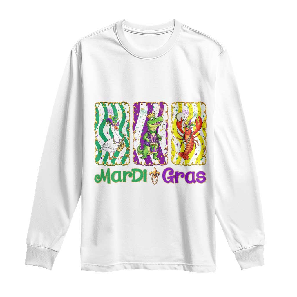 Funny Mardi Gras Animal Long Sleeve Shirt Alligator Crawfish Goose New Orleans Louisiana