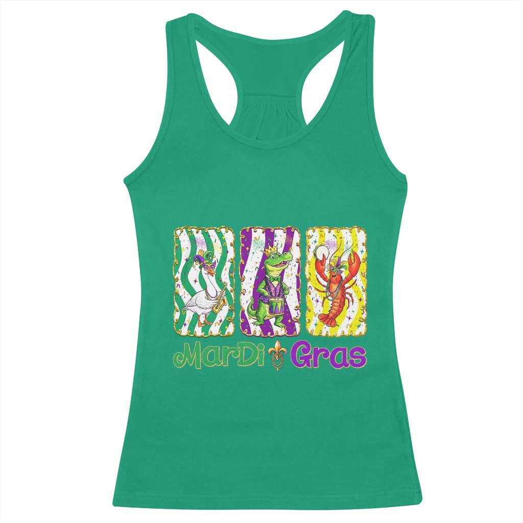 Funny Mardi Gras Animal Racerback Tank Top Alligator Crawfish Goose New Orleans Louisiana
