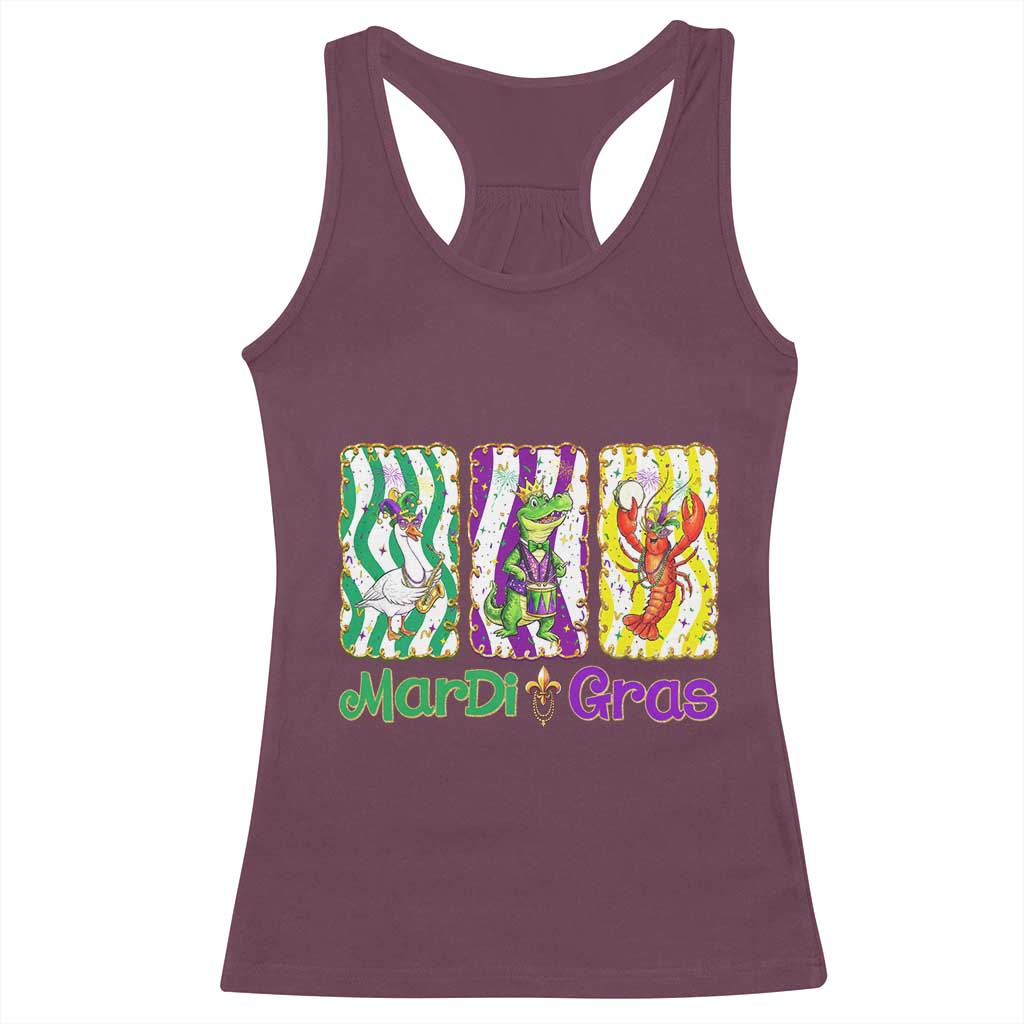 Funny Mardi Gras Animal Racerback Tank Top Alligator Crawfish Goose New Orleans Louisiana