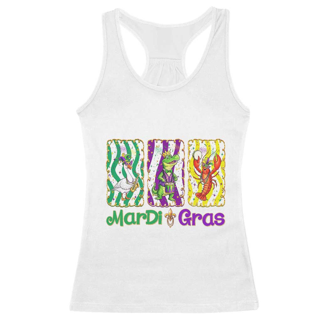 Funny Mardi Gras Animal Racerback Tank Top Alligator Crawfish Goose New Orleans Louisiana