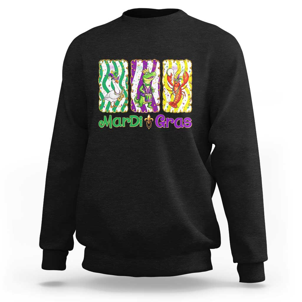 Funny Mardi Gras Animal Sweatshirt Alligator Crawfish Goose New Orleans Louisiana