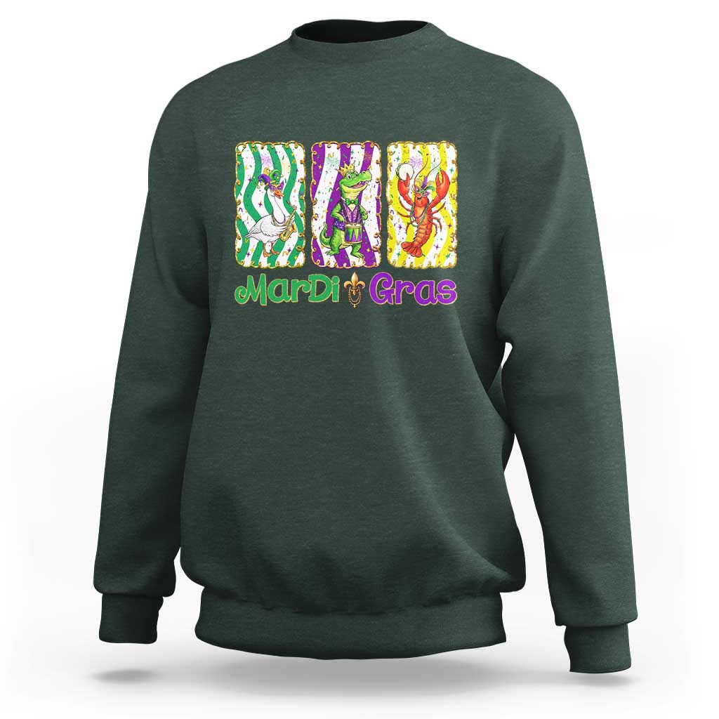 Funny Mardi Gras Animal Sweatshirt Alligator Crawfish Goose New Orleans Louisiana