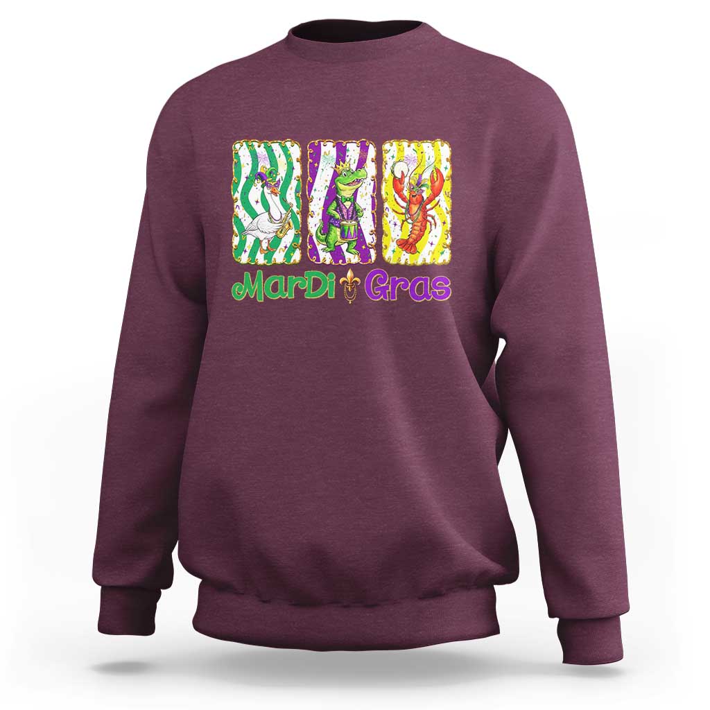 Funny Mardi Gras Animal Sweatshirt Alligator Crawfish Goose New Orleans Louisiana
