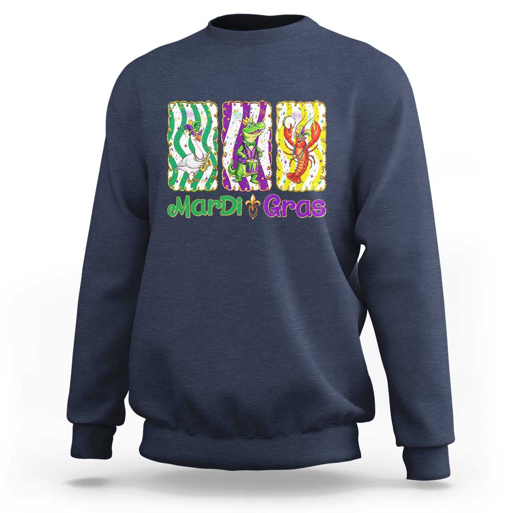 Funny Mardi Gras Animal Sweatshirt Alligator Crawfish Goose New Orleans Louisiana
