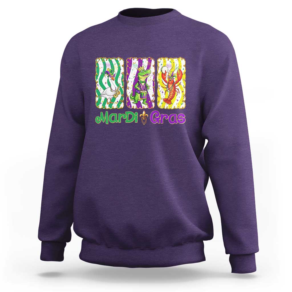 Funny Mardi Gras Animal Sweatshirt Alligator Crawfish Goose New Orleans Louisiana