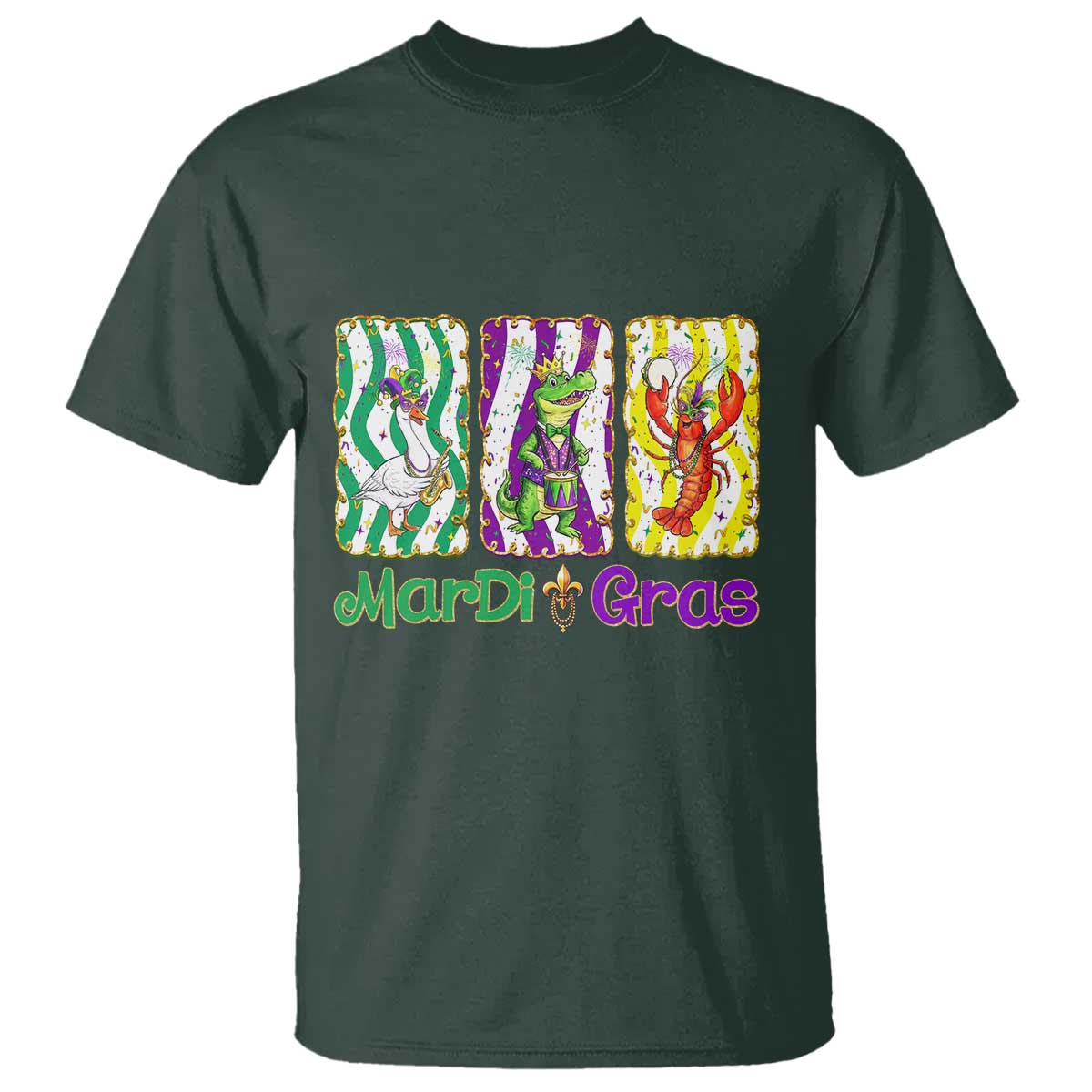 Funny Mardi Gras Animal T Shirt Alligator Crawfish Goose New Orleans Louisiana