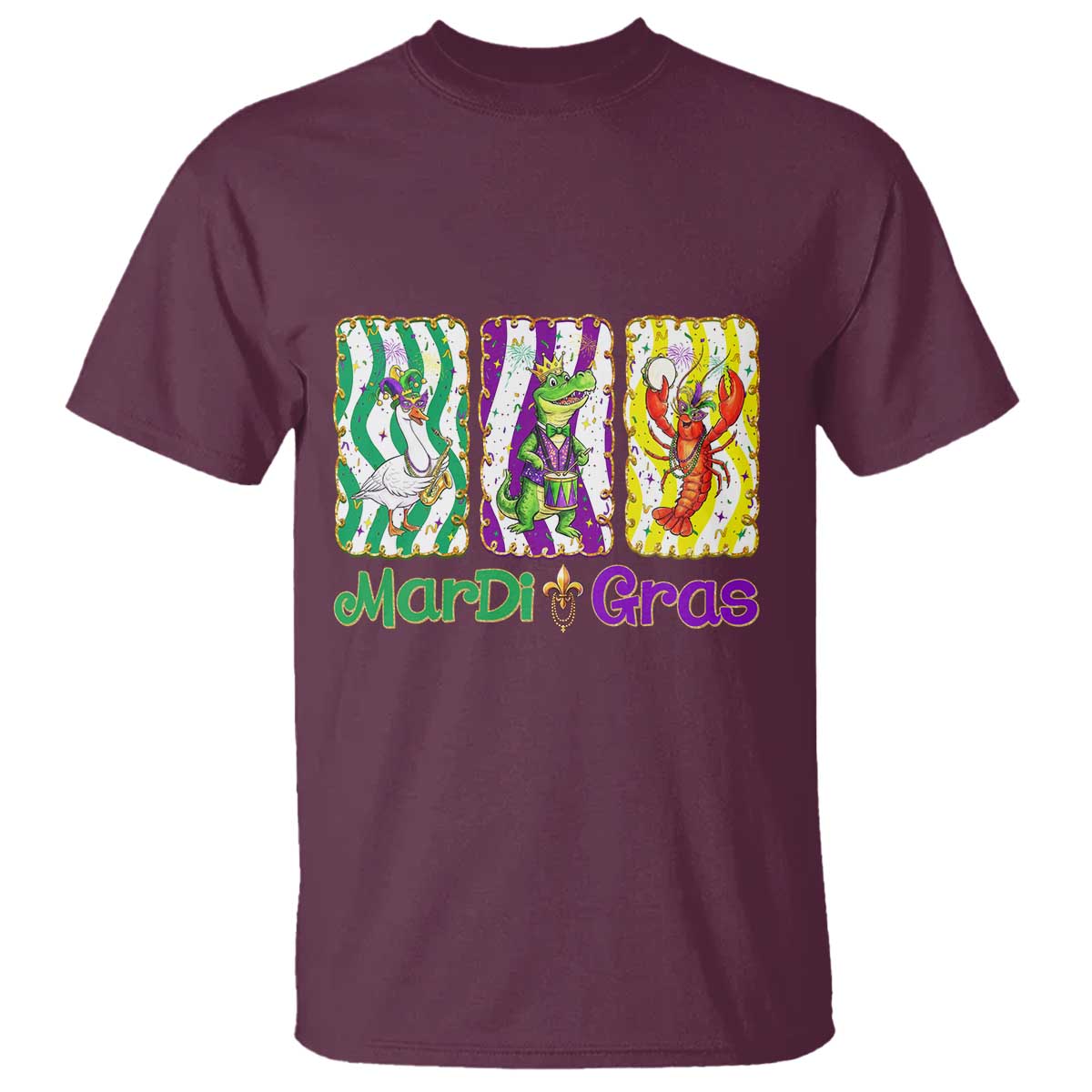 Funny Mardi Gras Animal T Shirt Alligator Crawfish Goose New Orleans Louisiana