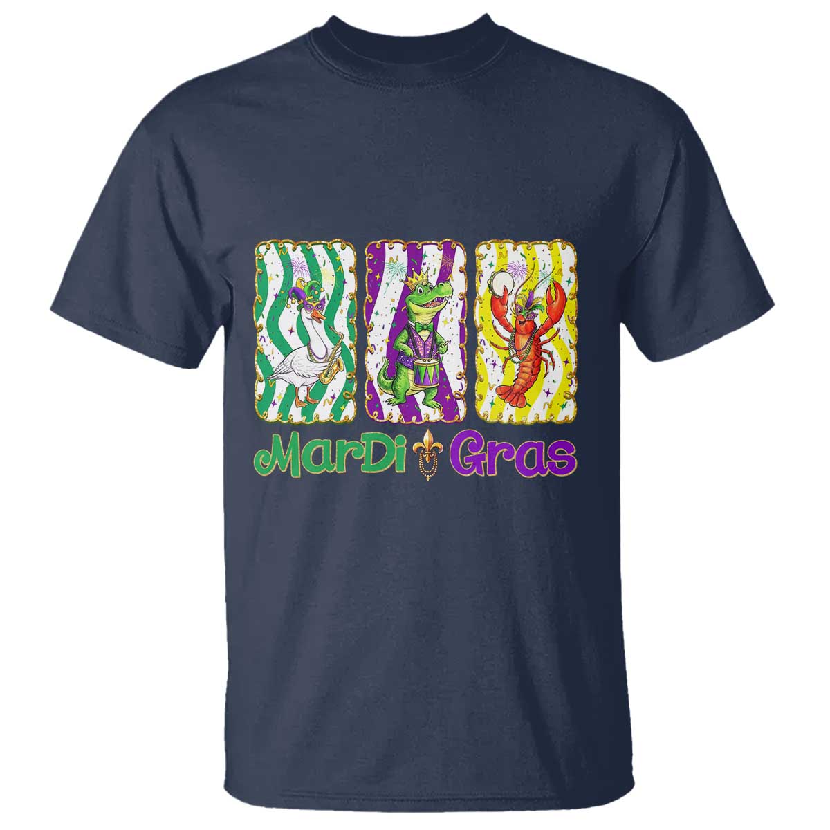 Funny Mardi Gras Animal T Shirt Alligator Crawfish Goose New Orleans Louisiana
