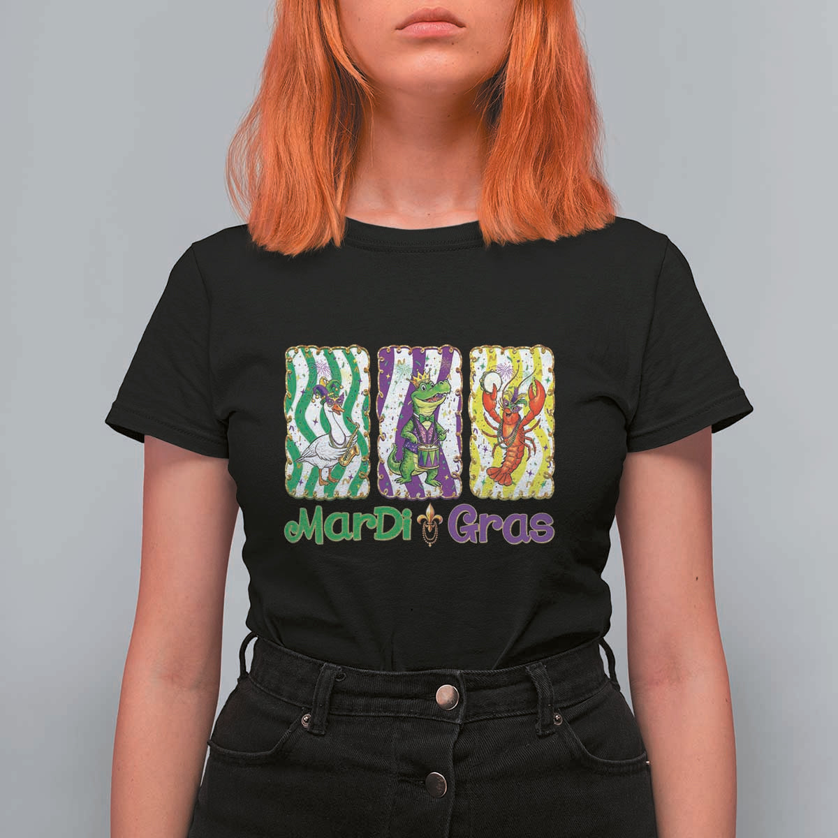 Funny Mardi Gras Animal T Shirt For Women Alligator Crawfish Goose New Orleans Louisiana