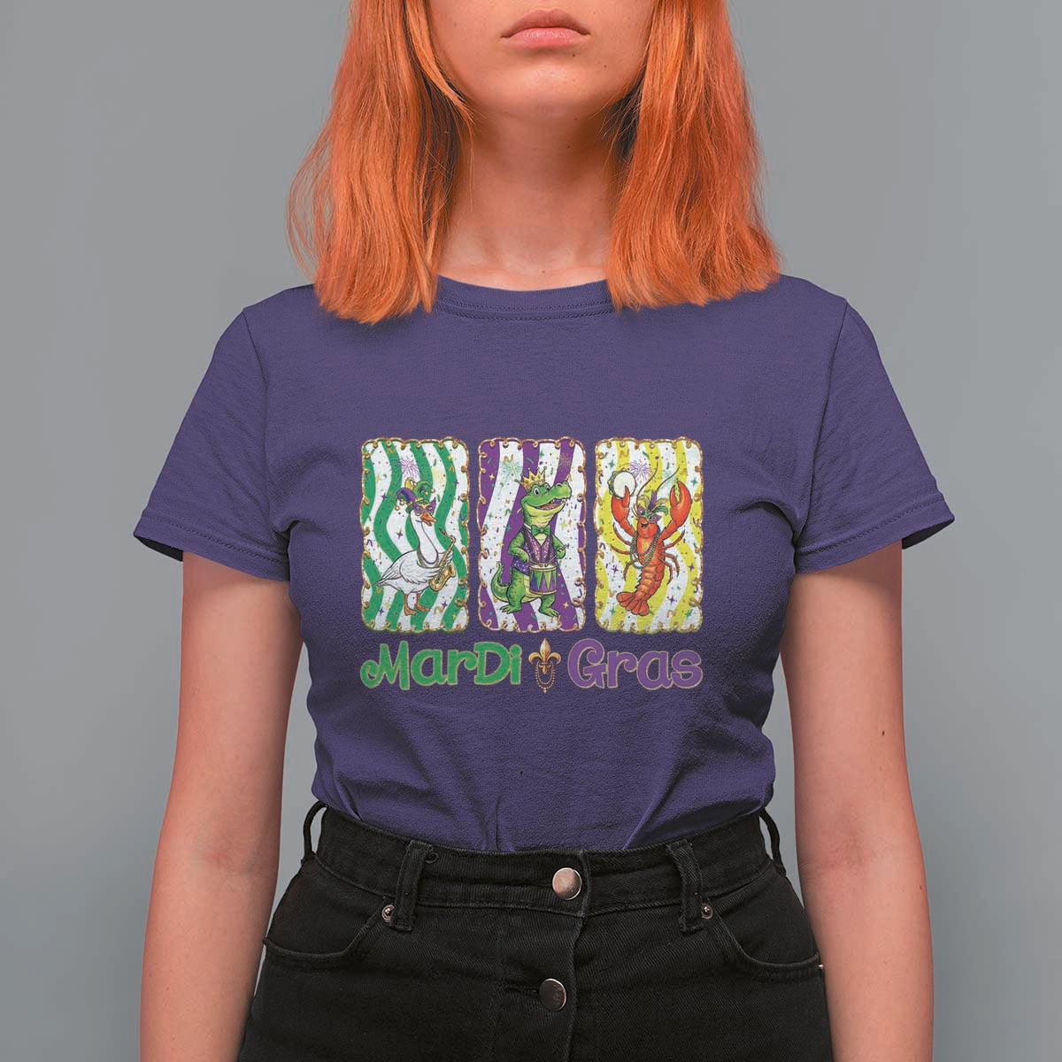 Funny Mardi Gras Animal T Shirt For Women Alligator Crawfish Goose New Orleans Louisiana