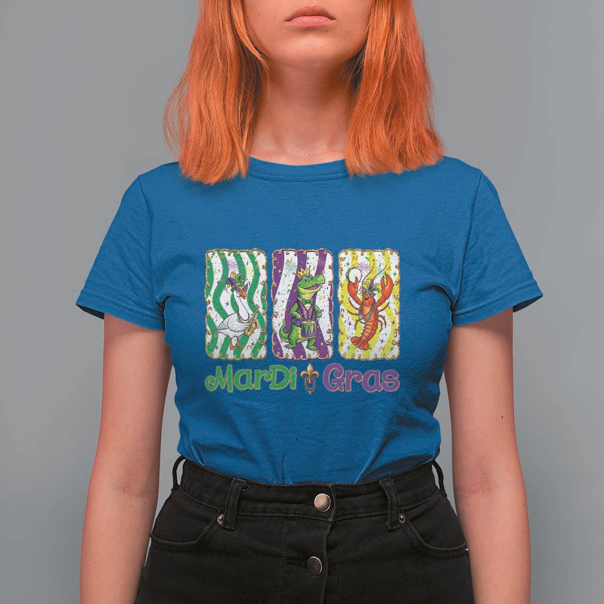 Funny Mardi Gras Animal T Shirt For Women Alligator Crawfish Goose New Orleans Louisiana