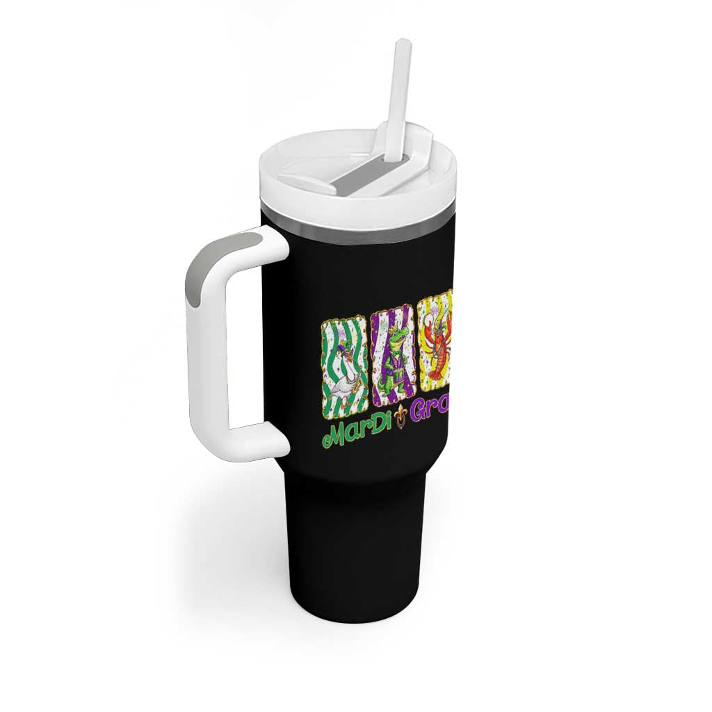 Funny Mardi Gras Animal Tumbler With Handle Alligator Crawfish Goose New Orleans Louisiana