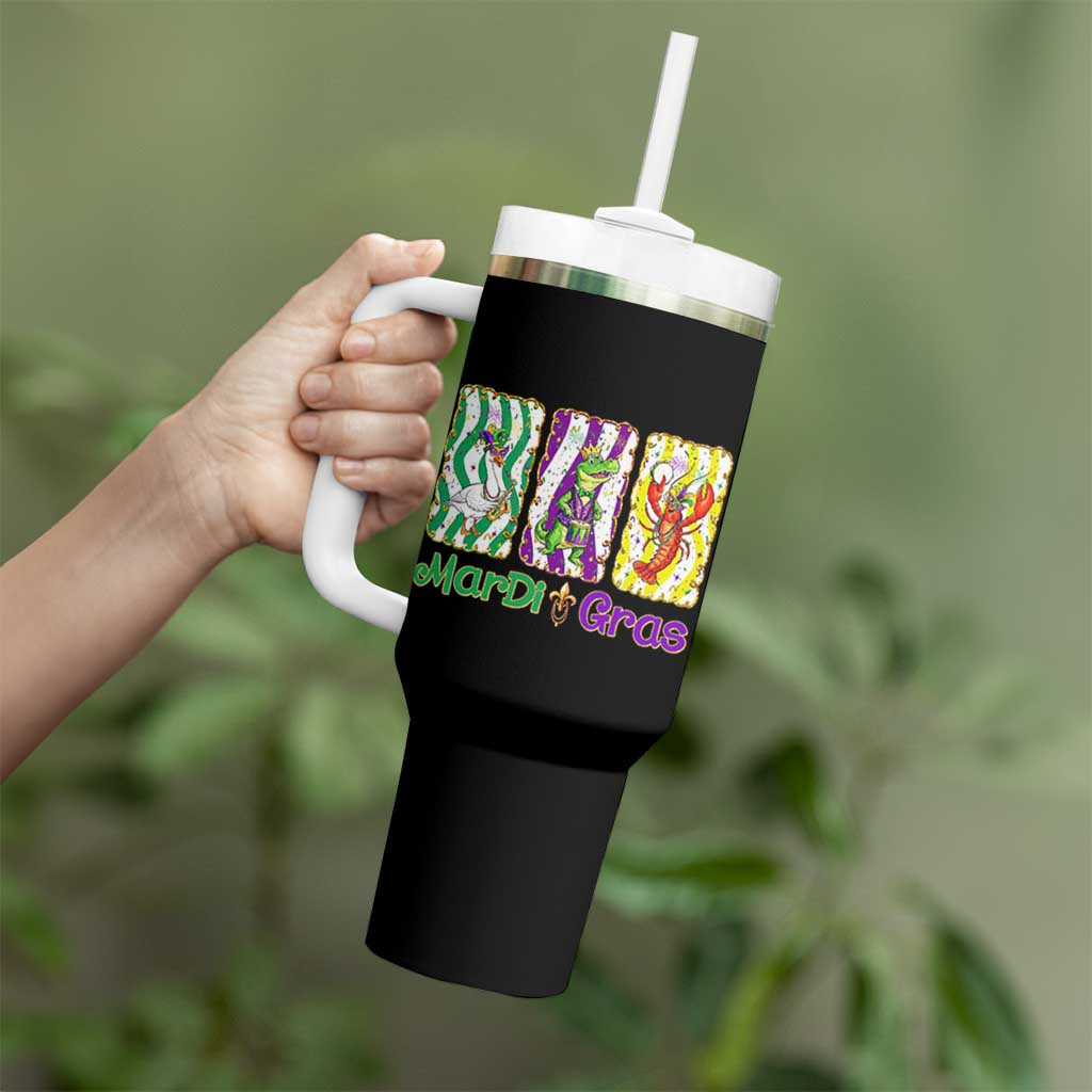 Funny Mardi Gras Animal Tumbler With Handle Alligator Crawfish Goose New Orleans Louisiana