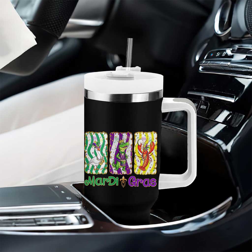 Funny Mardi Gras Animal Tumbler With Handle Alligator Crawfish Goose New Orleans Louisiana