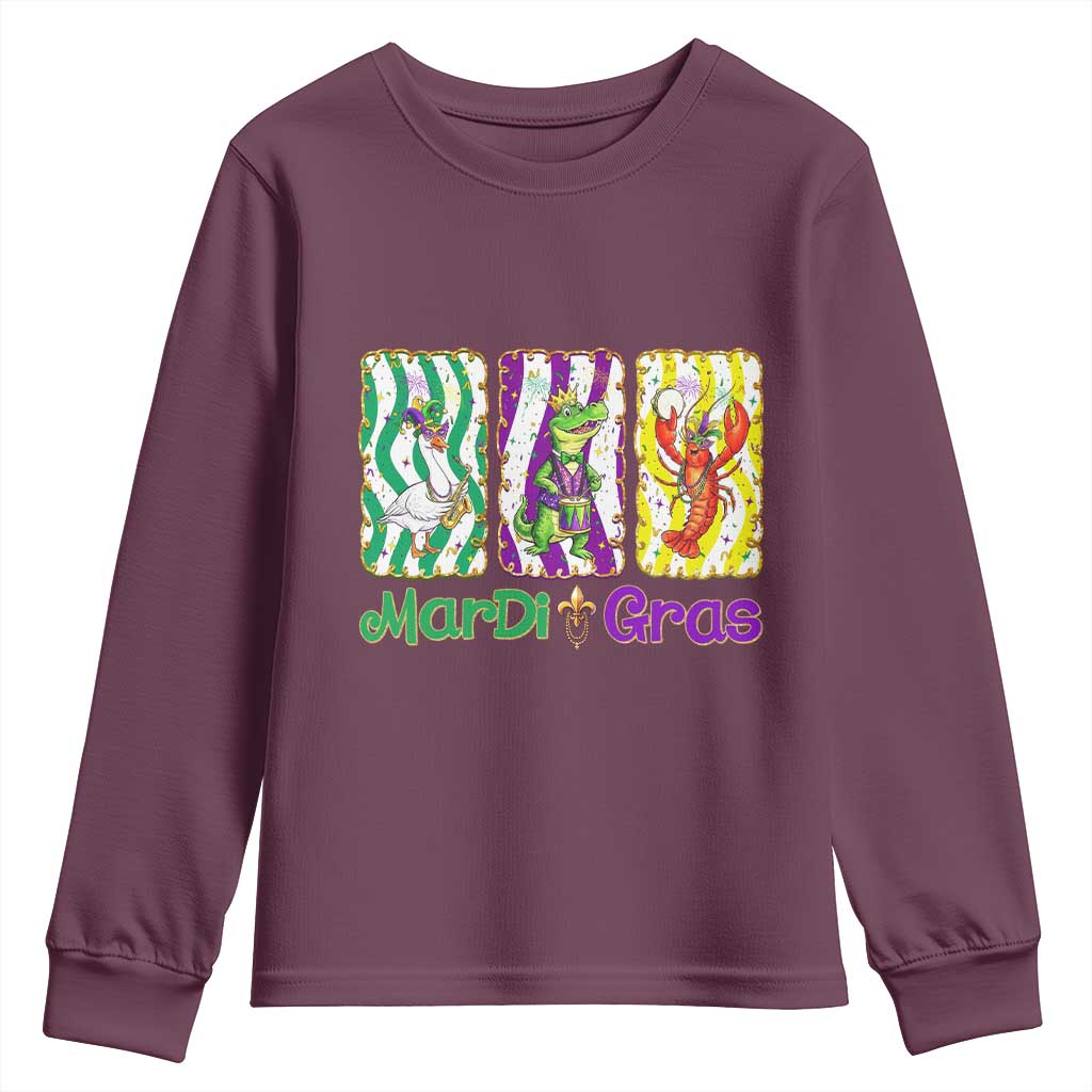 Funny Mardi Gras Animal Youth Sweatshirt Alligator Crawfish Goose New Orleans Louisiana