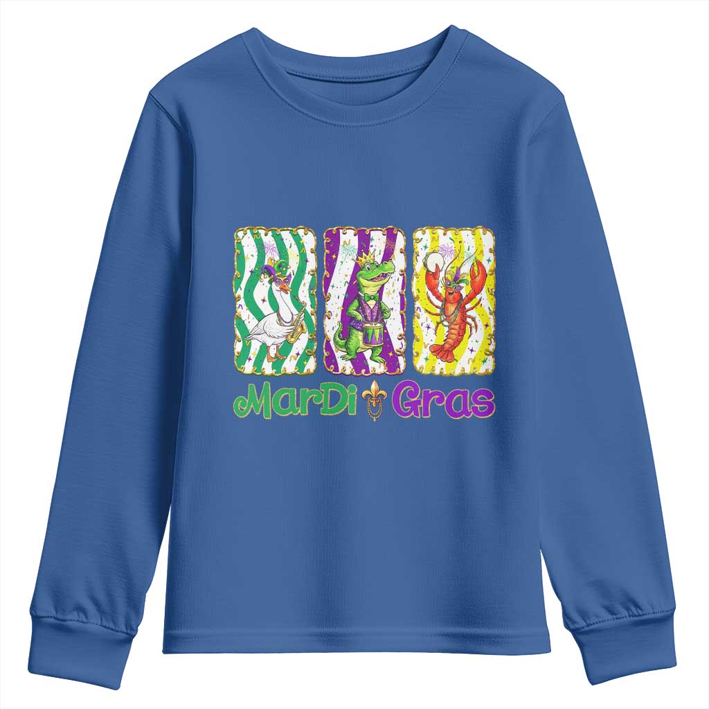 Funny Mardi Gras Animal Youth Sweatshirt Alligator Crawfish Goose New Orleans Louisiana