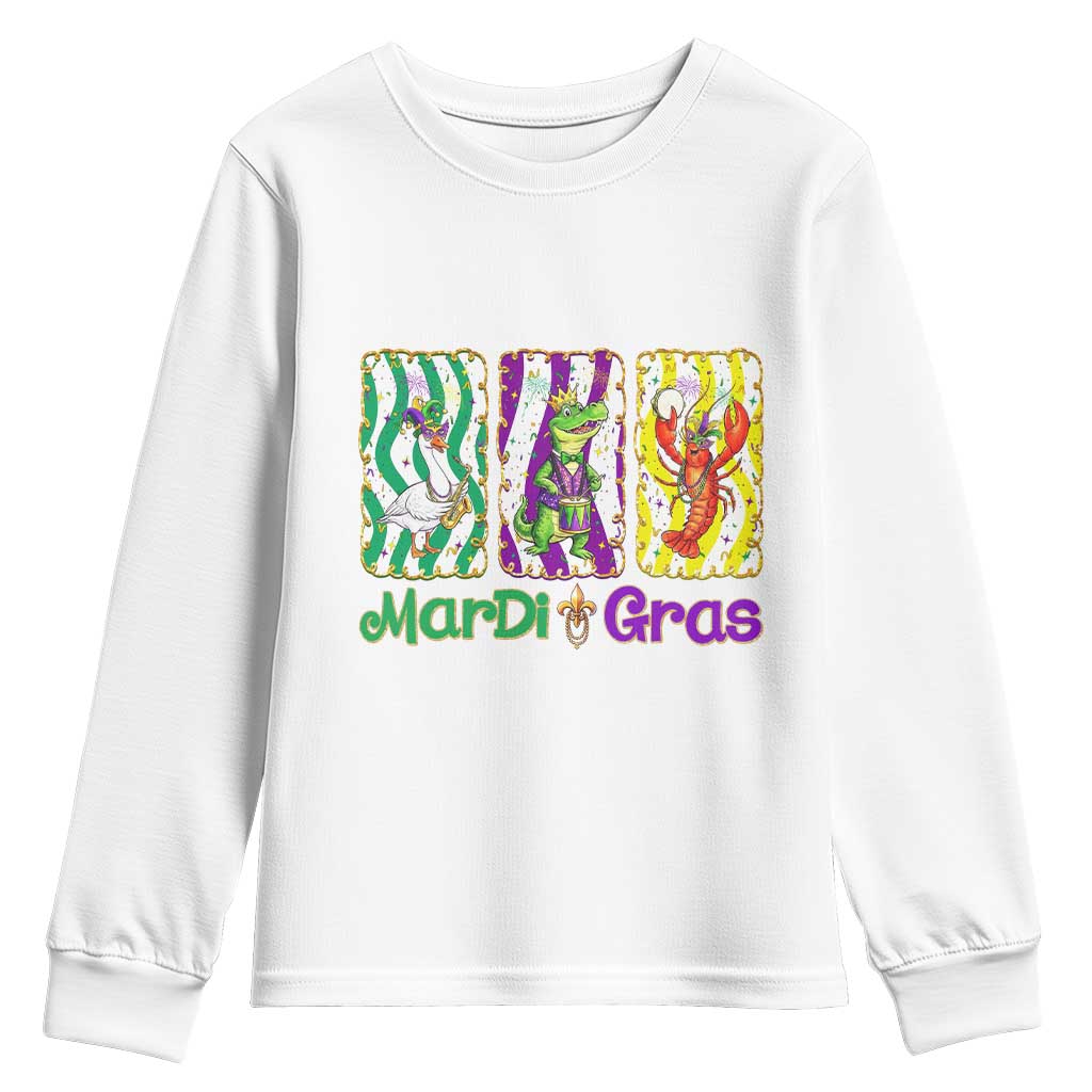 Funny Mardi Gras Animal Youth Sweatshirt Alligator Crawfish Goose New Orleans Louisiana