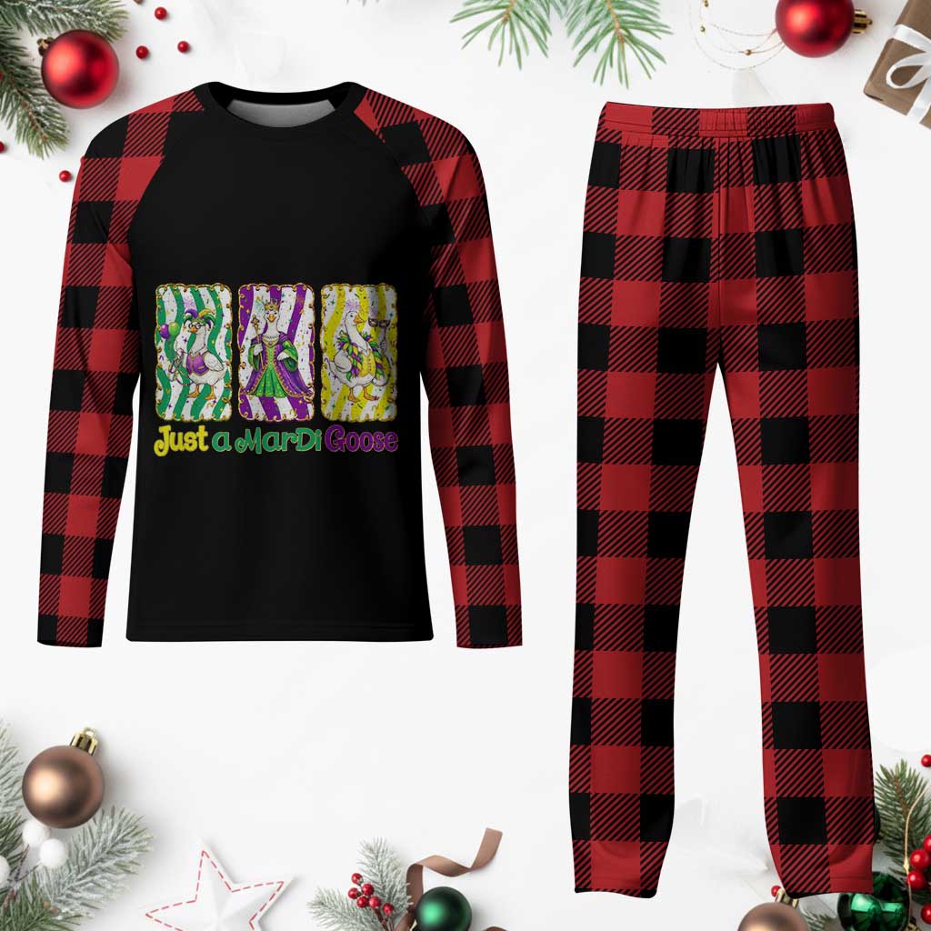 Mardi Gras Goose Plaid Pajama Set Just A Mardi Goose